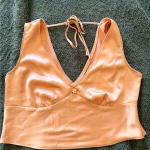 wild fable Peach Satin Halter Crop Top